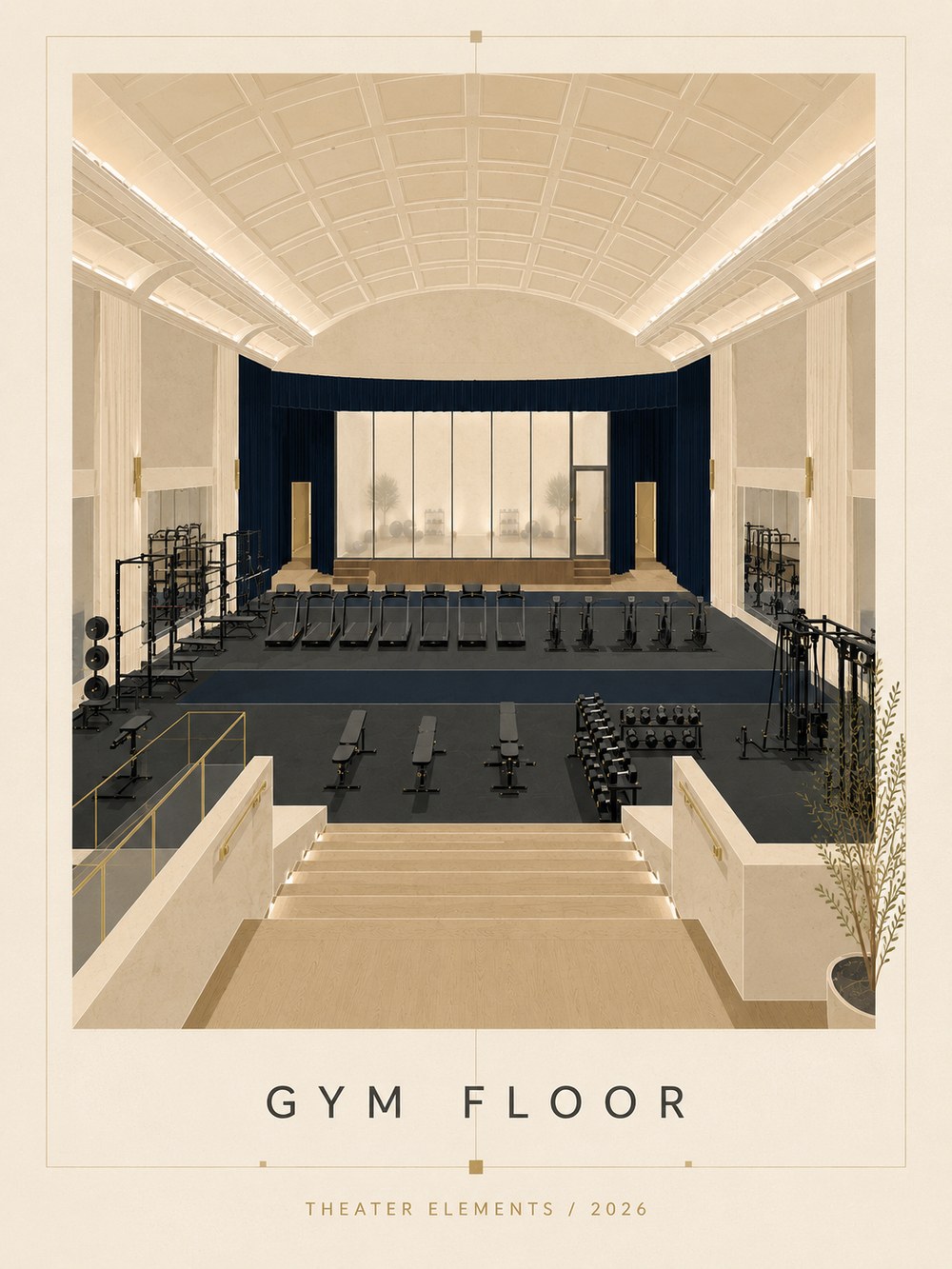 Architectural rendering of the Carlsbad Athletic Club training floor